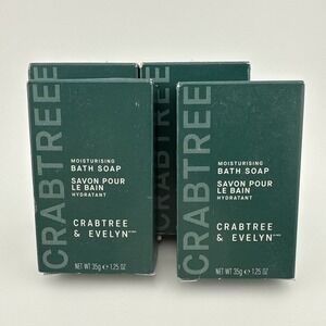 4x Crabtree & Evelyn Moisturizing‎ Hand Bath Soap Bars Travel Size 1 oz USA G